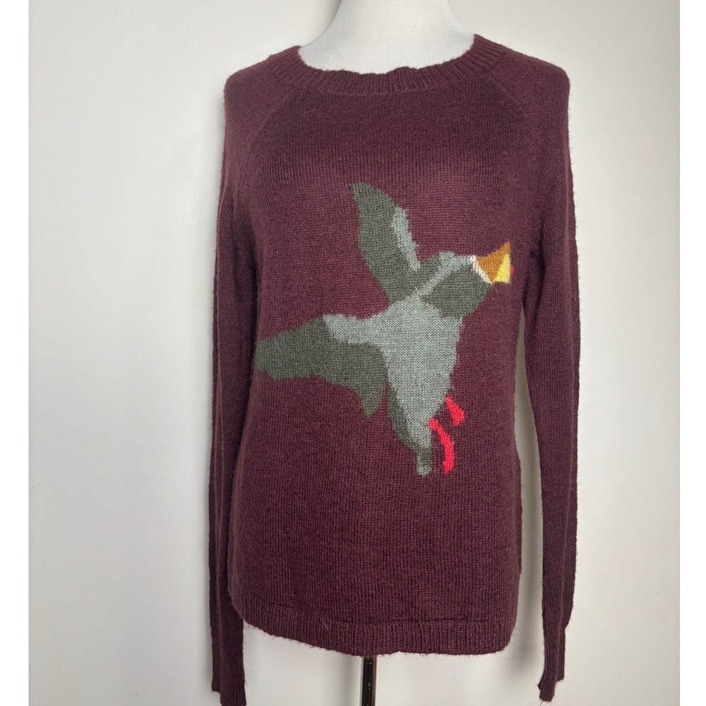 Woolrich Womens Sweater S Mallard Duck Lightweight Wool Mohair Blend Cabincore
